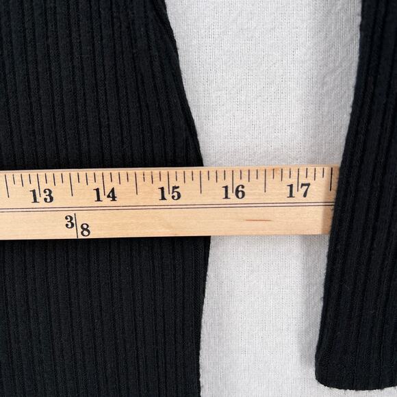 ENZA COSTA Long Sleeve Dress Womens Medium Black Scoop Stretch Rib Knit NEW - Picture 12 of 14